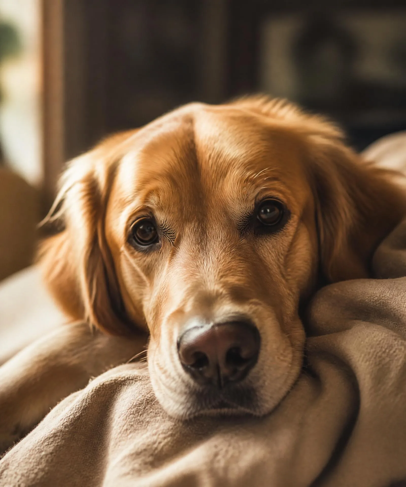 A rescued dog resting in the care of a Lost & Found Animal Foundation volunteer